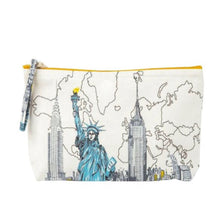 Load image into Gallery viewer, New York Liberty Handmade Pouch – Galison Cotton Canvas Travel Bag
