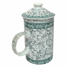 Load image into Gallery viewer, Jasmine Blossom Porcelain Tea Infuser Mug with Lid – 300ml