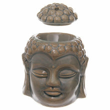 Load image into Gallery viewer, Set of 2 Buddha Head Ceramic Oil Burners – Crackle Glaze – Thai Style – 12.5cm – Zen Decor