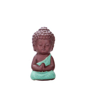 Load image into Gallery viewer, Set of 5 Small Buddha Monk Figurines – Handmade Pottery Spiritual Gift 8cm