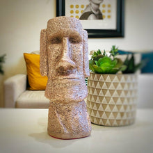 Load image into Gallery viewer, Pink-Silver Moai Head Statue – Easter Island Inspired Home Décor 24cm