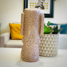 Load image into Gallery viewer, Pink-Silver Moai Head Statue – Easter Island Inspired Home Décor 24cm