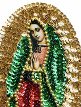 Load image into Gallery viewer, Sewing Patch Virgen de Guadalupe 15cm – Handmade Mexican Sequin Embroidery Catholic Religious Icon