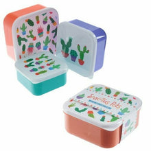 Load image into Gallery viewer, Fun Cactus Lunch Boxes – Set of 3 Plastic Food Containers | Mexican Design BPA Free