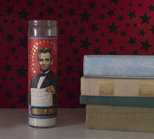 Load image into Gallery viewer, Lincoln Secular Saint Candle – The Unemployed Philosophers Guild Glass Votive