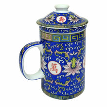 Load image into Gallery viewer, Longevity Infuser Porcelain Mug with Strainer & Lid – Chinese Tea Cup 300ml