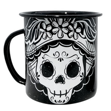 Load image into Gallery viewer, La Catrina Mexican Enamel Coffee Mug – 360ml – Imported from Mexico