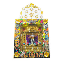 Load image into Gallery viewer, Handcrafted Mexican Lucha Libre Altar – Colorful Tin & Glass Folk Art Wall Shrine