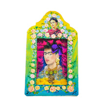 Load image into Gallery viewer, Handmade Mexican Tin Shrine – Frida Kahlo Portrait Folk Art Wall Decor 26cm