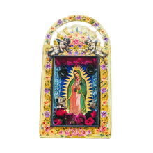 Load image into Gallery viewer, Handcrafted Mexican Tin Shrine – Our Lady of Guadalupe Wall Altar Folk Art