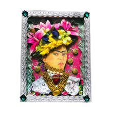 Load image into Gallery viewer, Handmade Mexican Wooden Shrine – Frida Kahlo Portrait Folk Art Wall Decor 28cm