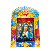 Load image into Gallery viewer, Handcrafted Mexican Tin Shrine – Our Lady of Sorrows Ex Voto Wall Art – 26.5cm