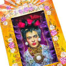 Load image into Gallery viewer, Handmade Mexican Tin Shrine – Frida Kahlo Portrait Folk Art Wall Decor