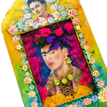 Load image into Gallery viewer, Handmade Mexican Frida Kahlo Shrine – Vibrant Folk Art Wall Decor with Glass Front