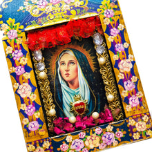 Load image into Gallery viewer, Handmade Mexican Tin Shrine – Our Lady of Sorrows Folk Art Wall Decor 26cm