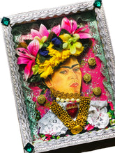 Load image into Gallery viewer, Handmade Mexican Wooden Shrine – Frida Kahlo Portrait Folk Art Wall Decor 28cm