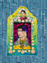 Load image into Gallery viewer, Handmade Mexican Tin Shrine – Frida Kahlo Portrait Folk Art Wall Decor 26cm