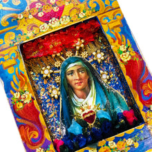 Load image into Gallery viewer, Handcrafted Mexican Tin Shrine – Our Lady of Sorrows Ex Voto Wall Art – 26.5cm