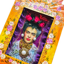 Load image into Gallery viewer, Handmade Mexican Tin Shrine – Frida Kahlo Portrait Folk Art Wall Decor