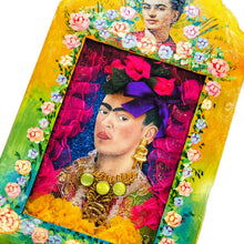 Load image into Gallery viewer, Handmade Mexican Frida Kahlo Shrine – Vibrant Folk Art Wall Decor with Glass Front