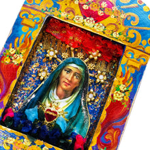Load image into Gallery viewer, Handcrafted Mexican Tin Shrine – Our Lady of Sorrows Ex Voto Wall Art – 26.5cm