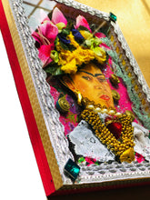 Load image into Gallery viewer, Handmade Mexican Wooden Shrine – Frida Kahlo Portrait Folk Art Wall Decor 28cm