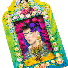 Load image into Gallery viewer, Handmade Mexican Tin Shrine – Frida Kahlo Portrait Folk Art Wall Decor 26cm