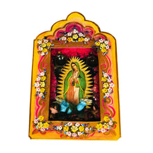 Load image into Gallery viewer, Handmade Mexican Tin Shrine – Our Lady of Guadalupe Folk Art Wall Decor 26cm