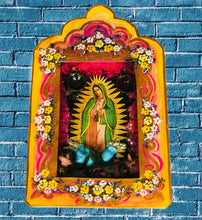 Load image into Gallery viewer, Handmade Mexican Tin Shrine – Our Lady of Guadalupe Folk Art Wall Decor 26cm