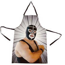 Load image into Gallery viewer, Mexican Wrestling Lucha Libre Grey Apron – Wajiro Dream MexiPop Art