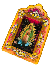 Load image into Gallery viewer, Handmade Mexican Tin Shrine – Our Lady of Guadalupe Folk Art Wall Decor 26cm
