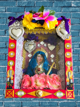 Load image into Gallery viewer, Handmade Mexican Shrine – Our Lady of Sorrows Ex-Voto Folk Art Wall Decor 34cm