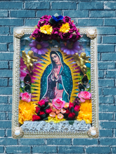 Load image into Gallery viewer, Handmade Mexican Wooden Shrine – Our Lady of Guadalupe Folk Art Wall Decor 28cm