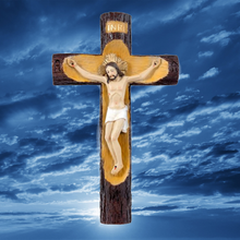 Load image into Gallery viewer, Trunk Style Crucifix of Jesus – 26cm | Hand-Painted Resin Wall Cross | Christian Home Decorationtyui=