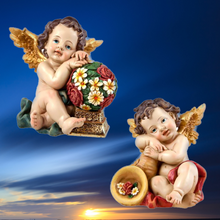 Load image into Gallery viewer, Set of 2 Guardian Angel Figurines – Handpainted Resin (14 cm)