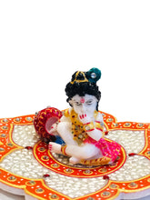 Load image into Gallery viewer, Bal Krishna on Lotus Figurine – Resin & Marble Decorative Statue | Hindu Giftware Made in India