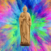 Load image into Gallery viewer, Saint Jude Thaddaeus Statue – 20cm Patron of Lost Causes, Light Wood Look, Resin Figurine