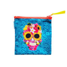 Load image into Gallery viewer, Mexican Skull with Flowers Coin Purse – Handmade by Wajiro Dream