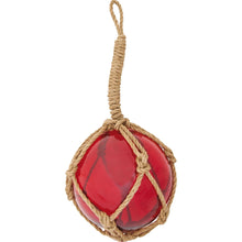 Load image into Gallery viewer, Set of 2 Glass Buoy Replicas – Red Nautical Decor with Woven Esparto 30 cm
