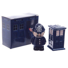 Load image into Gallery viewer, Ceramic Policeman &amp; Police Box Salt and Pepper Set

