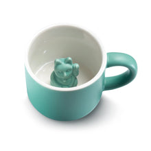 Load image into Gallery viewer, Turquoise Maneki Neko Lucky Cat Mug – Porcelain Japanese Beckoning Cup
