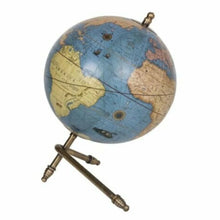 Load image into Gallery viewer, Blue Colour Globe with Support Bars – 20cm – Topographical Decorative Piece
