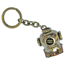 Load image into Gallery viewer, Brass Diving Helmet Key Ring with Wooden Box – Nautical Gift
