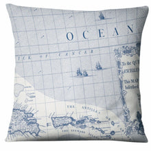 Load image into Gallery viewer, Ocean Map Cushion | 50 x 50 cm Cotton Cover | Nautical Home Accent
