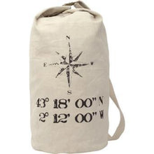 Load image into Gallery viewer, Vintage-Style Beige Canvas Adventure Bag with Compass Rose Print – Travel Tote

