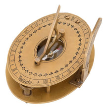 Load image into Gallery viewer, Brass Pocket Sundial and Compass – Exquisitely Crafted Gift 7.5 x 10 cm
