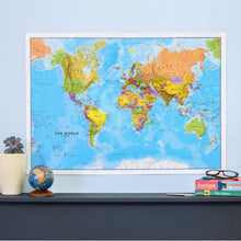 Load image into Gallery viewer, Medium World Wall Map Political Paper Single Side Lamination 84.1cm (w) x 59.4cm (h)
