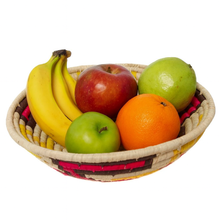 Load image into Gallery viewer, Fair Trade Raffia Fruit Basket – White Base 24cm Handmade Madagascar
