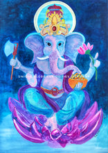 Load image into Gallery viewer, God Ganesha Full Colour A4 Art Print – Home Decor Poster with Mount
