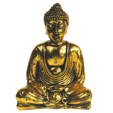 Load image into Gallery viewer, Gold Buddha Ornament 17cm Stone Cast Meditation Pose – Fair Trade Handmade
